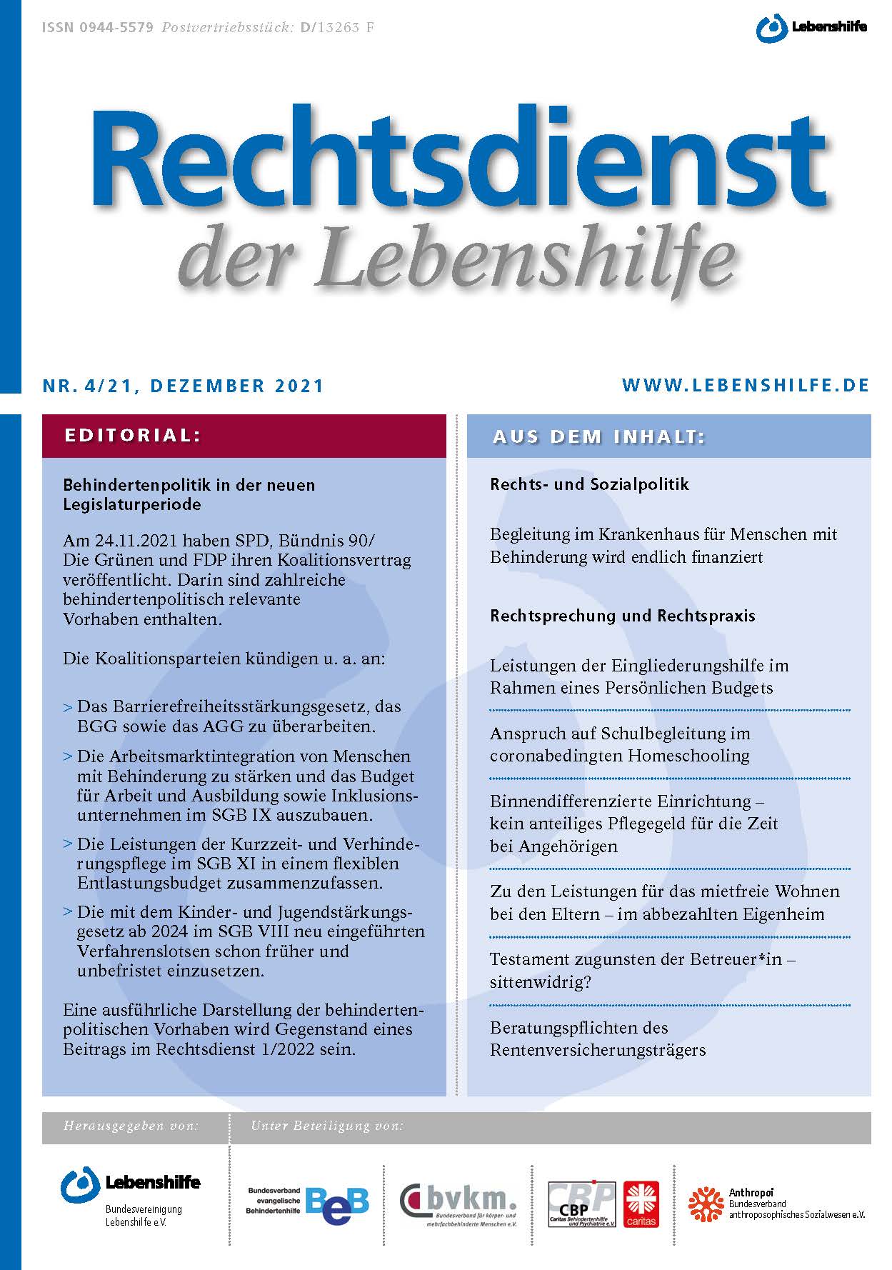 Hier ist das Deckblatt der Ausgabe 4/2021 zu sehen
