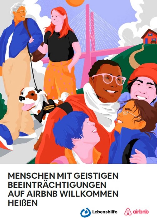 Cover des Airbnb-Leitfadens für Gastgeber*innen: "Menschen mit geistigen Beeinträchtigungen willkommen heißen"