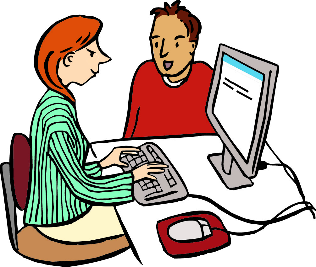 Zwei Menschen am Computer. Zwei Menschen am Computer.