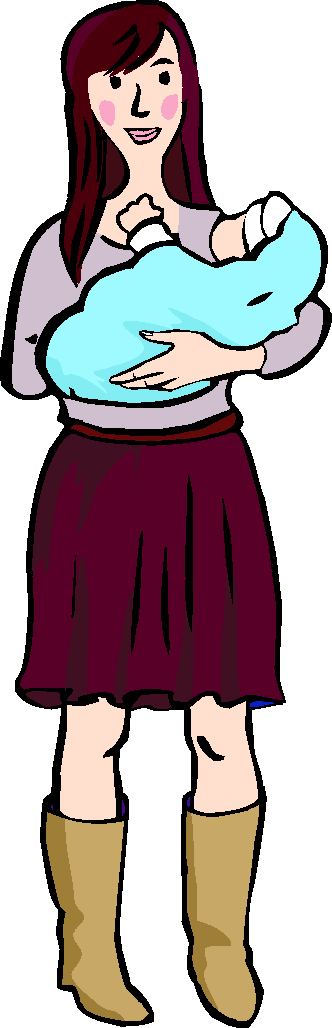 Eine Frau mit einem Baby. 
