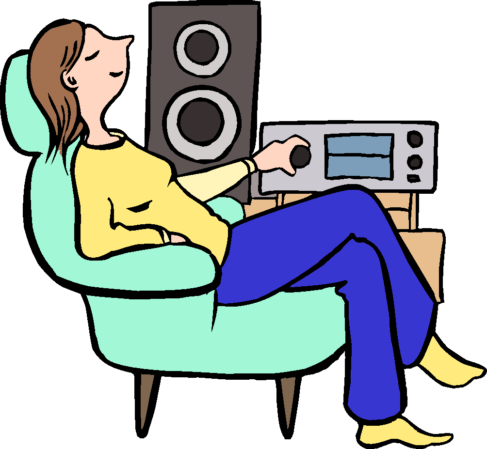 Eine Frau hört einen Podcast. 