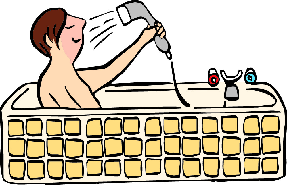 Ein Mann sitzt in der Badewanne Ein Mann sitzt in der Badewanne