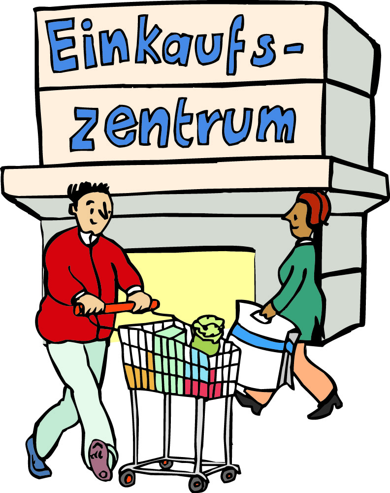 2 Menschen vor einem Einkaufs-Zentrum. 2 Menschen vor einem Einkaufs-Zentrum.