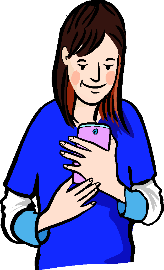 Gute Nachricht Eine Frau schaut auf ihr Handy.