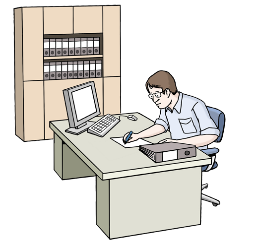 Ein Mann arbeitet im Büro Ein Mann arbeitet im Büro