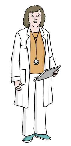 Frauen-Arzt / Gynäkologe, ©Lebenshilfe für Menschen mit geistiger Behinderung Bremen e. V., Illustrator Stefan Albers, Atelier Fleetinsel, 2013