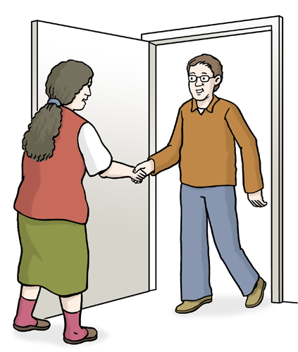 Betreuer kommt, © ©Lebenshilfe für Menschen mit geistiger Behinderung Bremen e. V., Illustrator Stefan Albers, Atelier Fleetinsel, 2013 Betreuer kommt, © ©Lebenshilfe für Menschen mit geistiger Behinderung Bremen e. V., Illustrator Stefan Albers, Atelier Fleetinsel, 2013