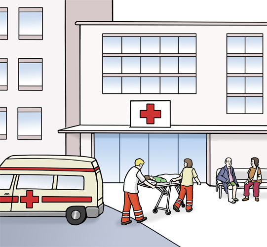 stationär im Krankenhaus, ©Lebenshilfe für Menschen mit geistiger Behinderung Bremen e. V., Illustrator Stefan Albers, Atelier Fleetinsel, 2013 stationär im Krankenhaus, ©Lebenshilfe für Menschen mit geistiger Behinderung Bremen e. V., Illustrator Stefan Albers, Atelier Fleetinsel, 2013