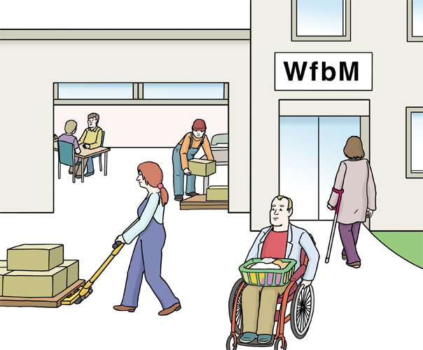 Werkstatt: © Lebenshilfe für Menschen mit geistiger Behinderung Bremen e. V., Illustrator Stefan Albers, Atelier Fleetinsel, 2013 Werkstatt: © Lebenshilfe für Menschen mit geistiger Behinderung Bremen e. V., Illustrator Stefan Albers, Atelier Fleetinsel, 2013