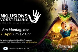 Kino-Plakat zur Inklusions-Vorstellung zum neuen Film "Schneewittchen".