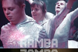 Ausschnitt vom Filmplakat RAMBA ZAMBA, rechts ist Sebastian Urbanski zu sehen, in der Mitte Juliana Götze.