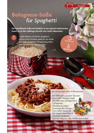 Zutaten Bolognese-Soße für Spaghetti