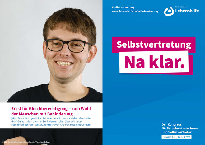 Motiv Jakob Schlacht Selbstvertreter-Kampagne