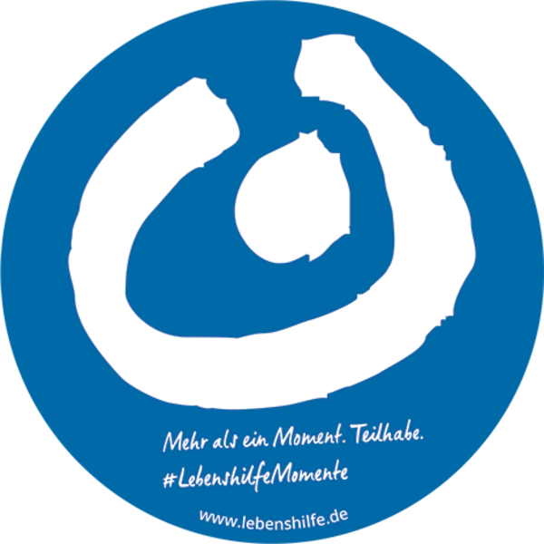 Aufkleber blau  mit Logo und Internetadresse