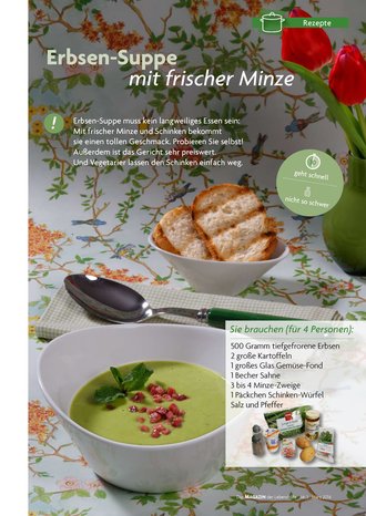Zutaten Erbsen-Suppe mit frischer Minze