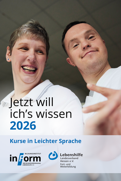 Cover des Bildungsangebots der Lebenshilfe in Leichter Sprache 2026.