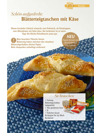 Zutaten Blätterteigtaschen mit Käse