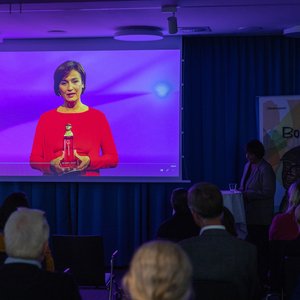 Sandra Maischberger sendete einen Video-Gruß an die Gäste der Preisverleihung.