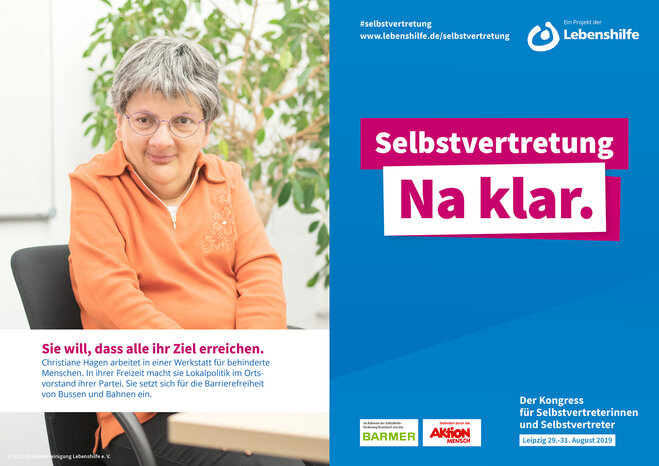 Poster Selbstvertretung Na klar mit Foto von Christiane Hagen