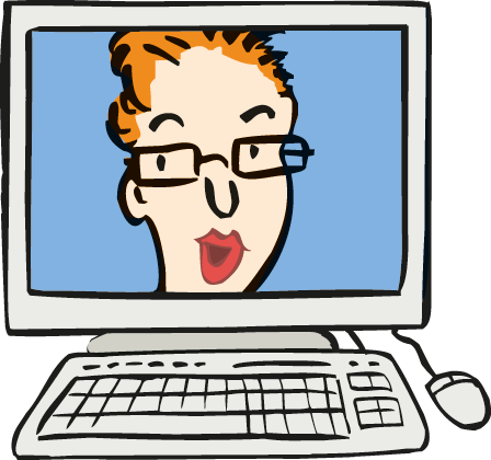 Gesicht einer Frau auf einem Computer-Bildschirm Gesicht einer Frau auf einem Computer-Bildschirm